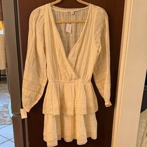 American Eagle Outfitters Cream Long Sleeve Dress